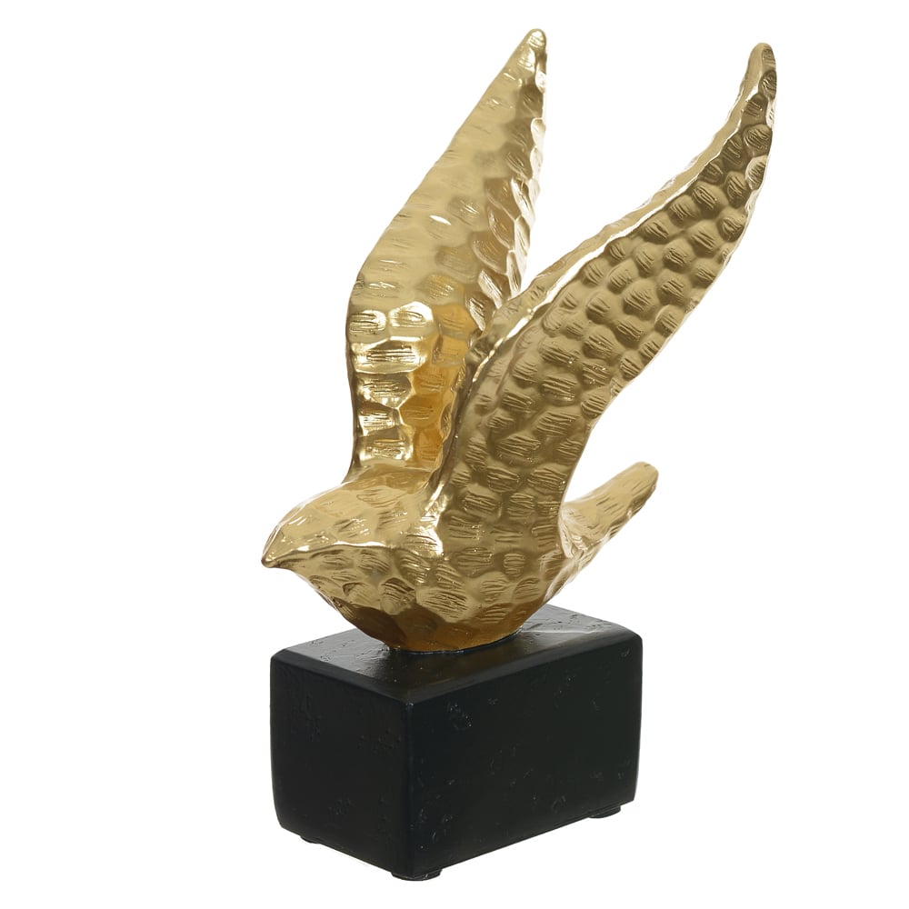 ESCULTURA DECORATIVA POLIRESINA PASSARO (DOURADO) 15,5X10,7X7,5cm