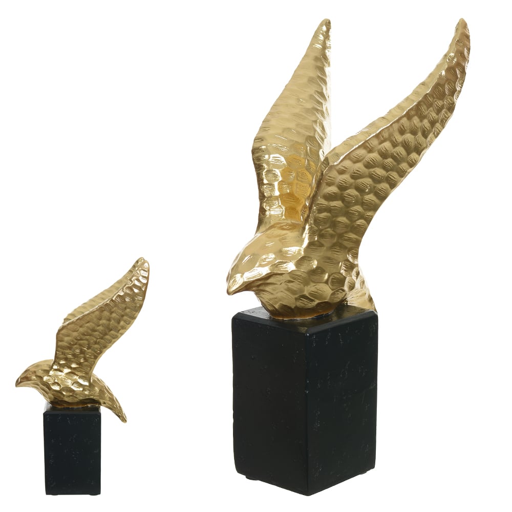 ESCULTURA DECORATIVA POLIRESINA PASSARO (DOURADO) 22X12X9,5cm