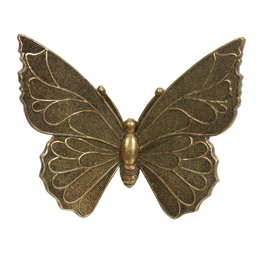 ESCULTURA DE PAREDE POLIRESINA BORBOLETA (DOURADO) 18,4X15,5X4,7cm