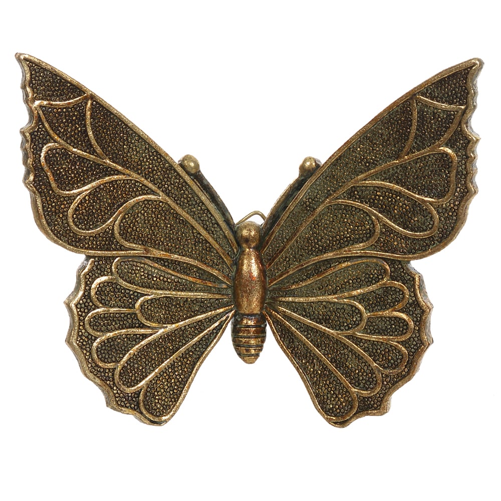 ESCULTURA DE PAREDE POLIRESINA BORBOLETA (DOURADO) 14X11,5X3,5cm
