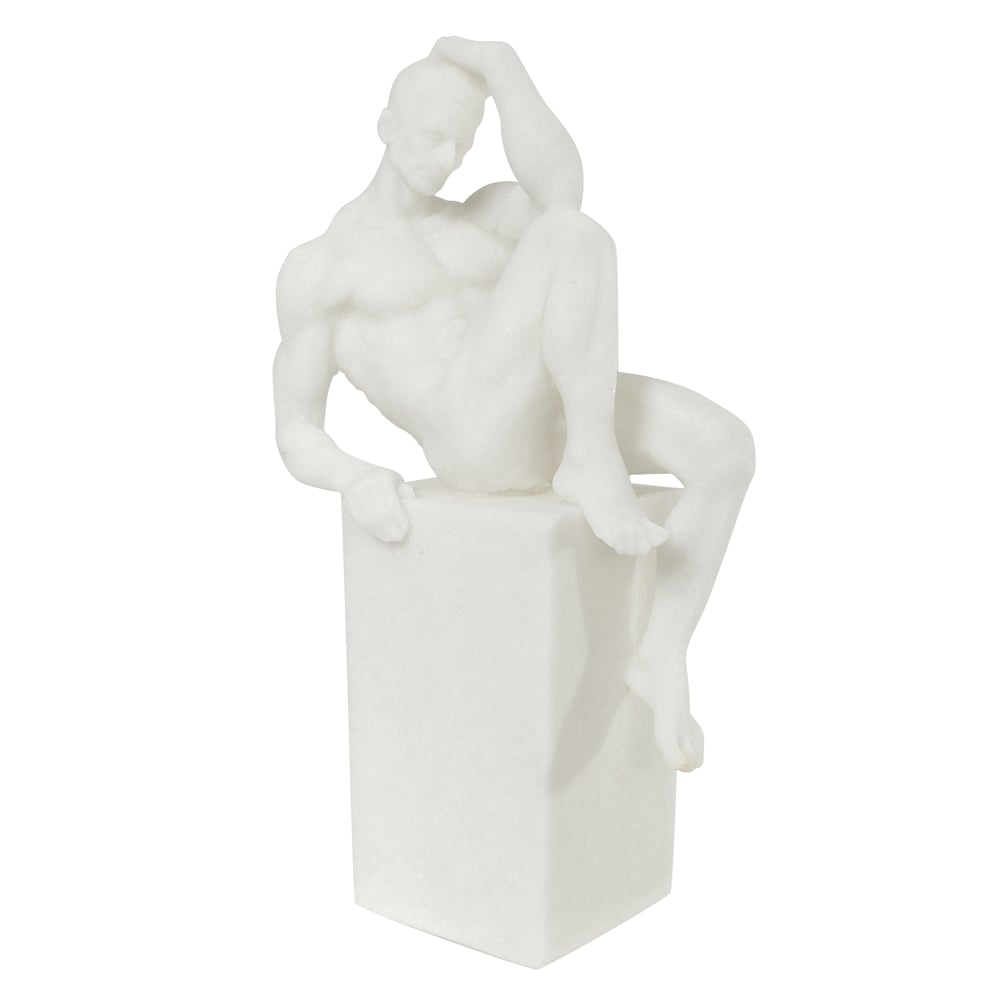 ESCULTURA DECORATIVA POLIRESINA HOMEM (BRANCO) 39,5X22,5X14cm