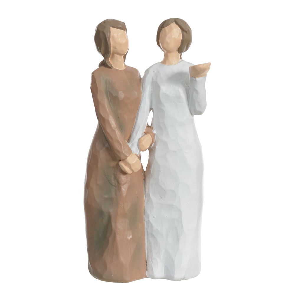 ESCULTURA DECORATIVA RESINA MAE E FILHA (COLORIDO) 15cm 7d