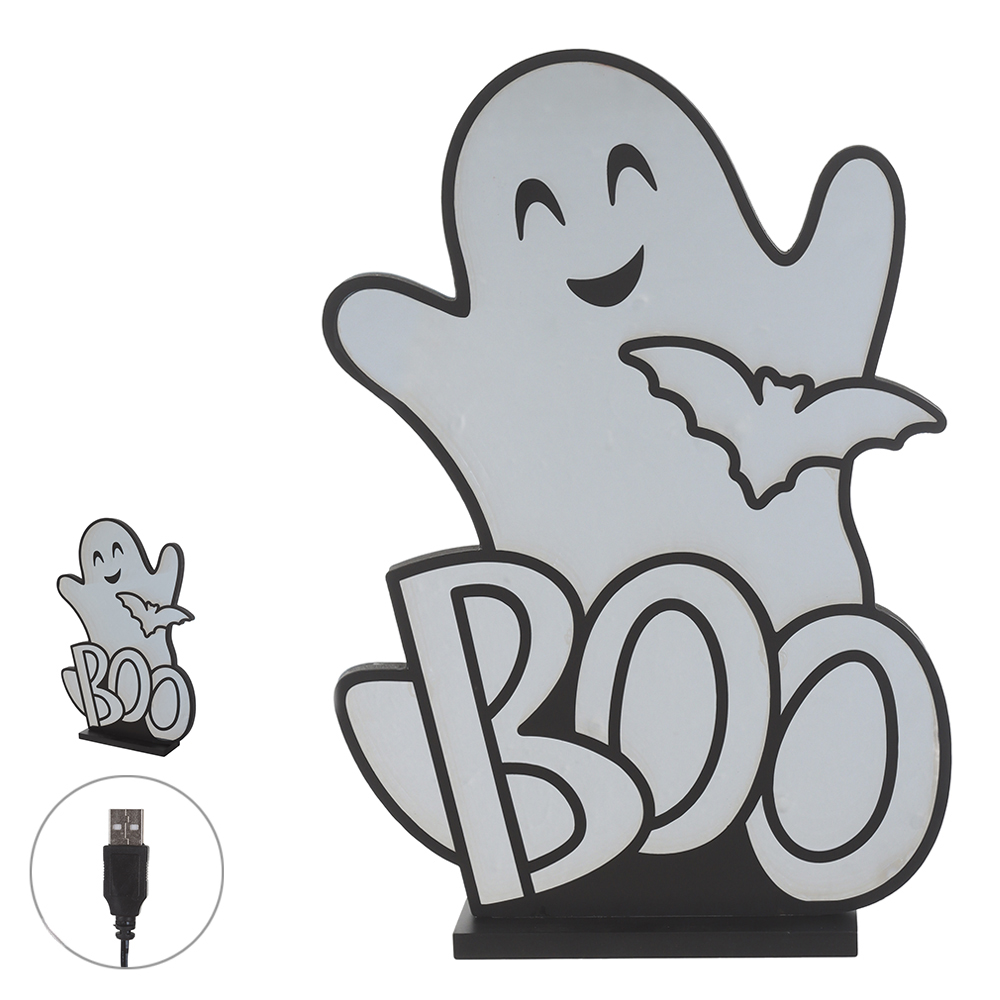 LUMINARIA LUZ INFINITA FANTASMA (ROXO VERDE) 40X5X28cm