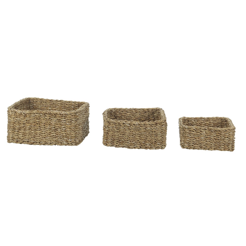 KIT CESTOS FIBRA NATURAL C/3 (BEGE) 12cm 26d