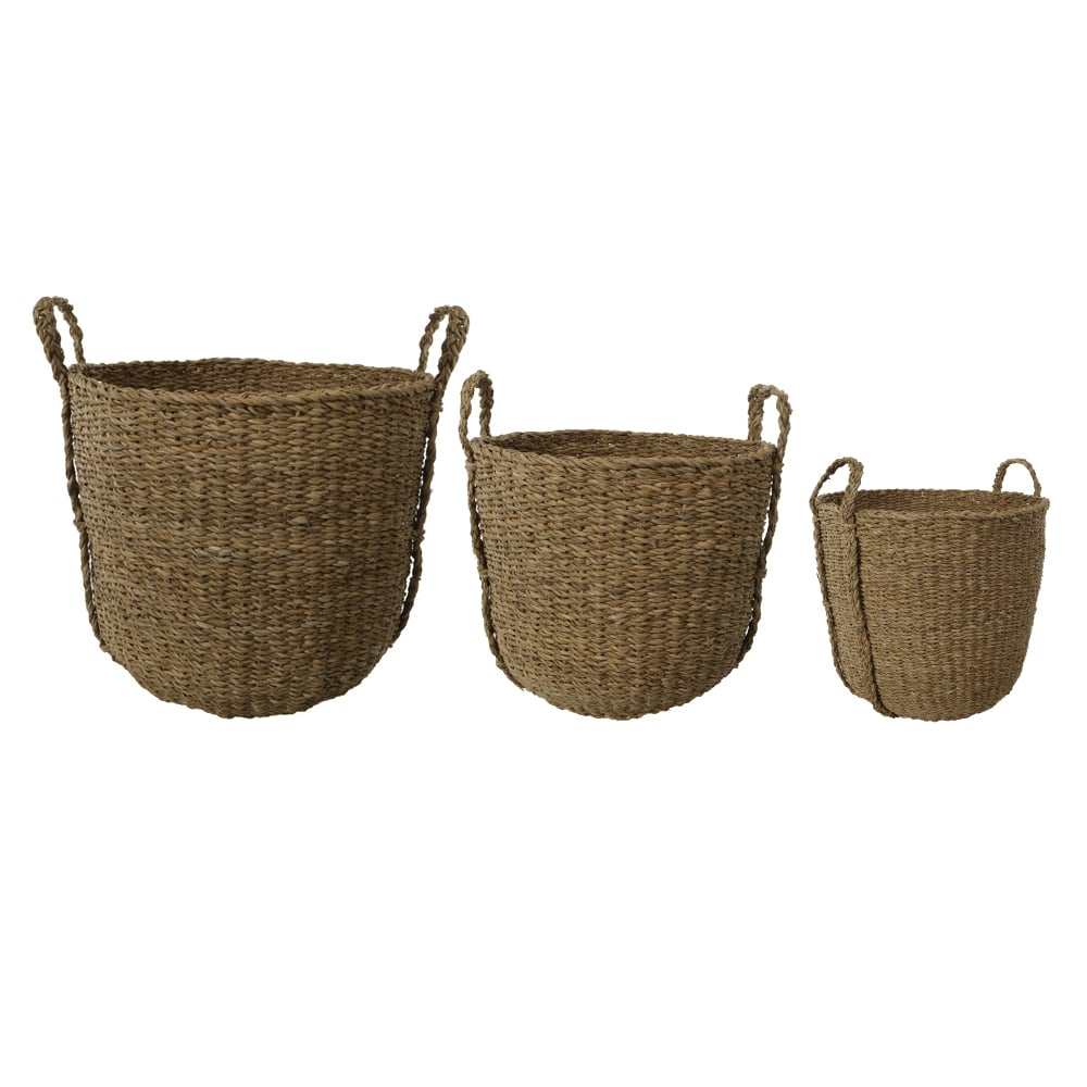 KIT CESTOS FIBRA NATURAL C/3 (BEGE) 40cm 45d