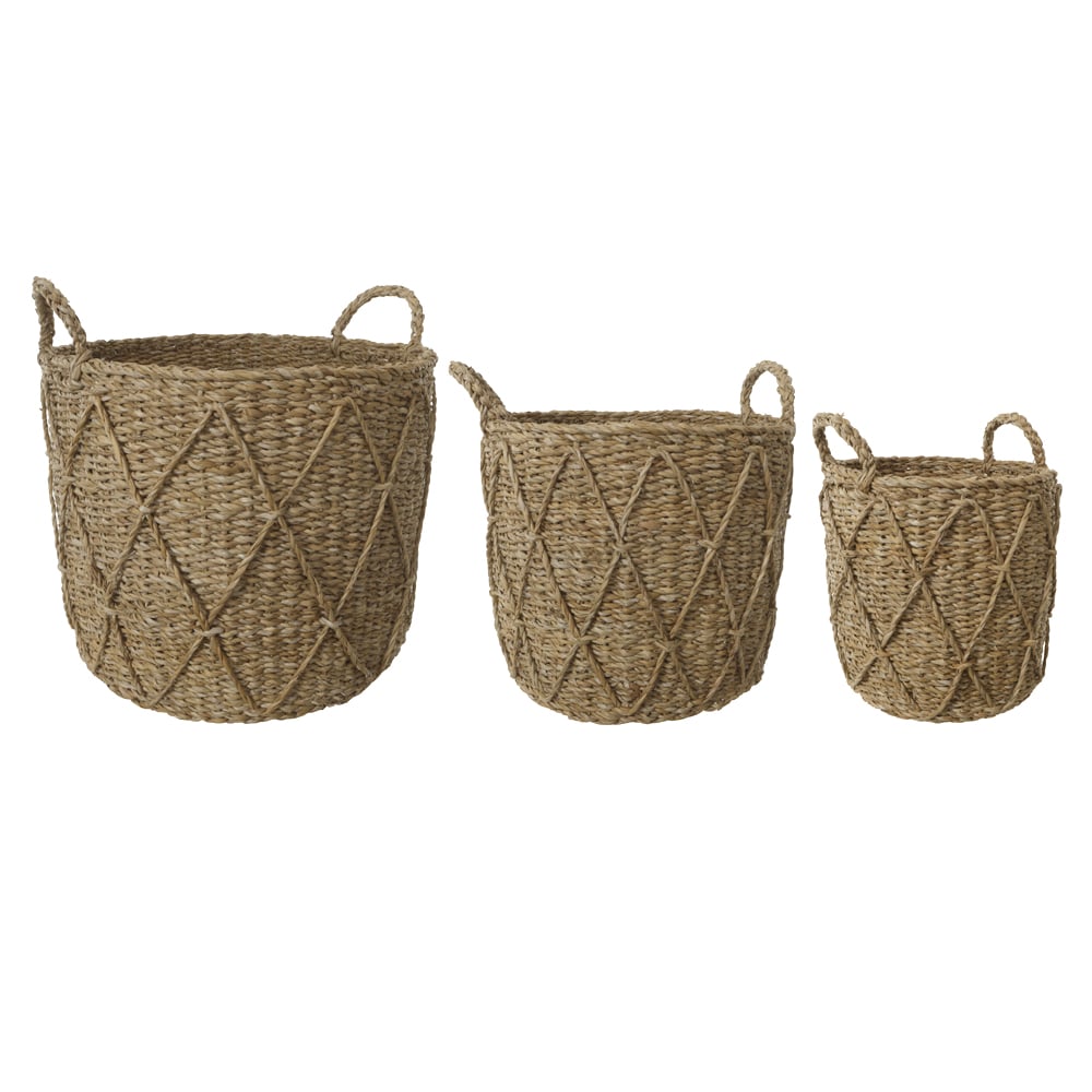KIT CESTOS FIBRA NATURAL C/3 (BEGE) 30cm 37d