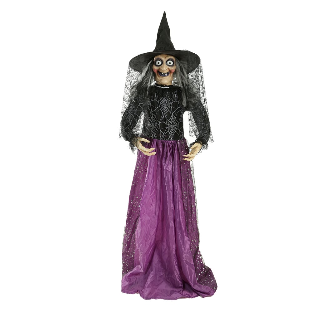 BONECO ANIMATRONIC BRUXA MARY (PRETO ROXO) 1,83mX20cmX1,4m