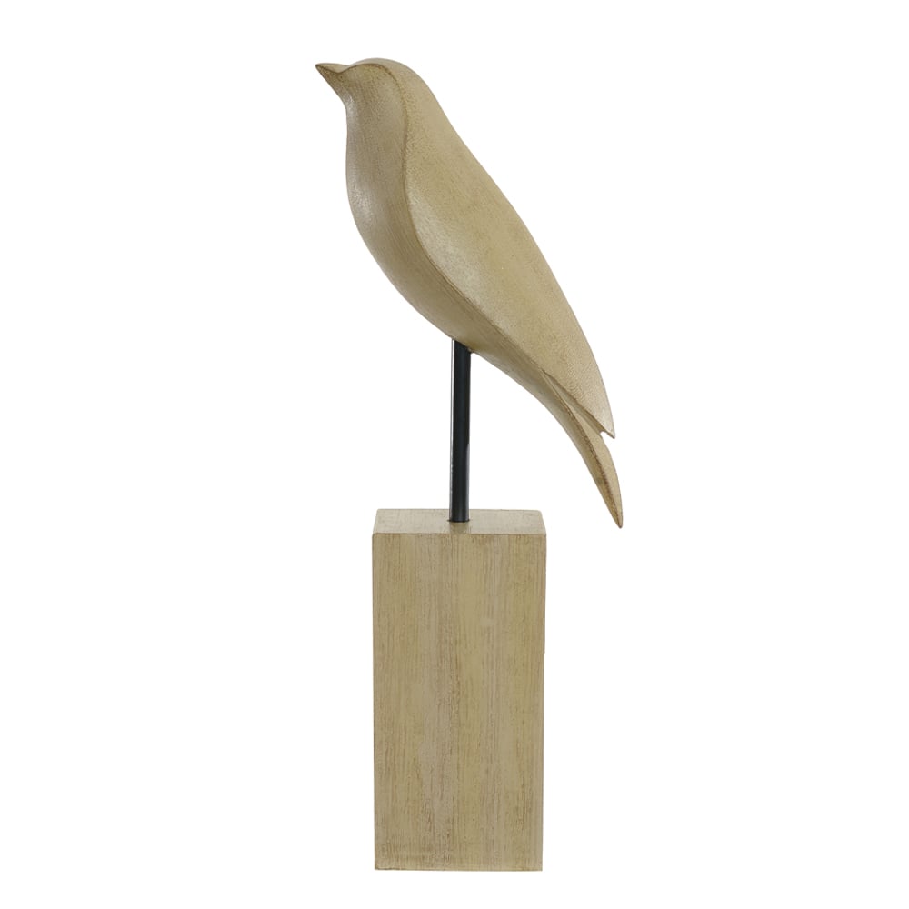 ESCULTURA DECORATIVA POLIRESINA PASSARO (MADEIRA) 32X11X6,5cm