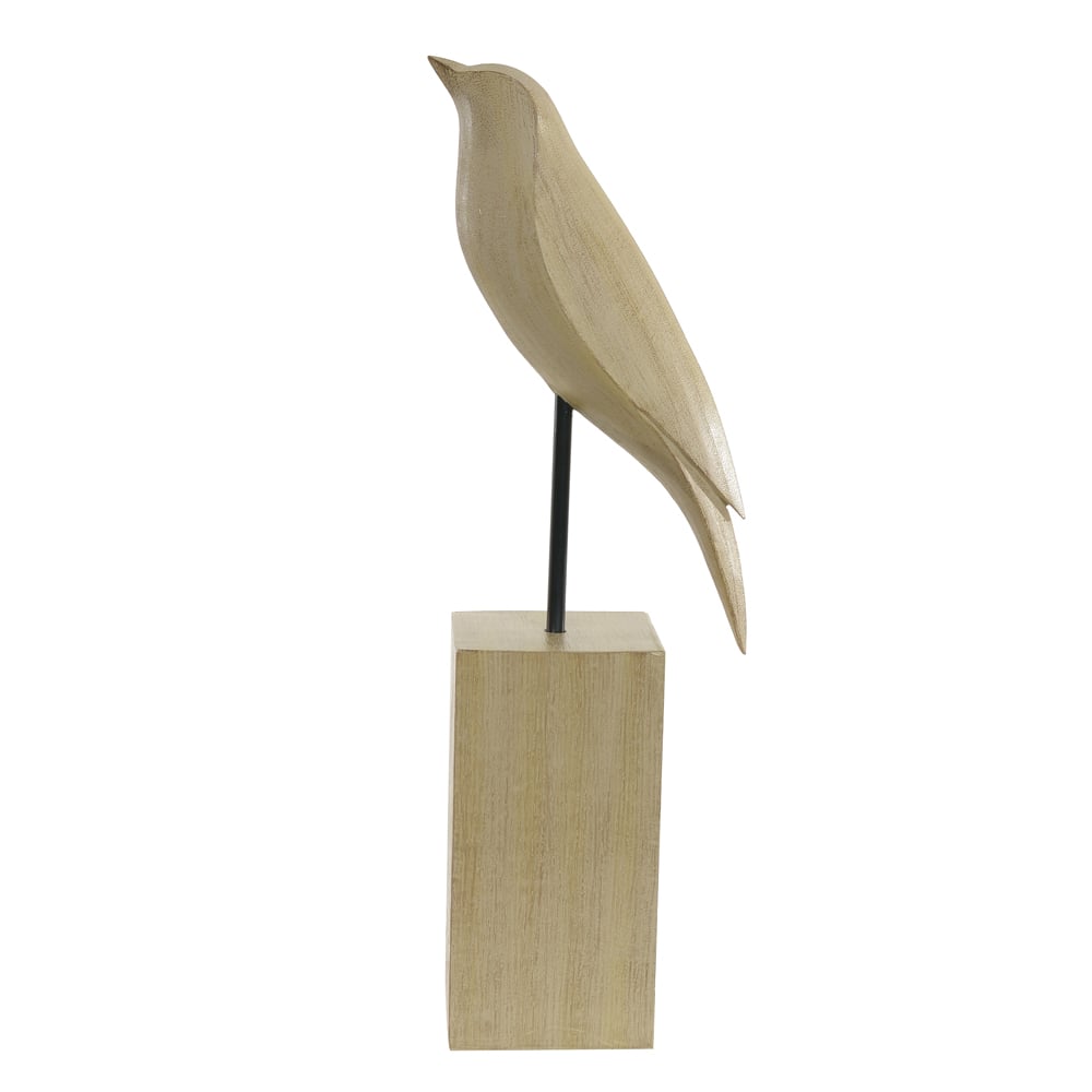ESCULTURA DECORATIVA POLIRESINA PASSARO (MADEIRA) 42X13,5X9cm
