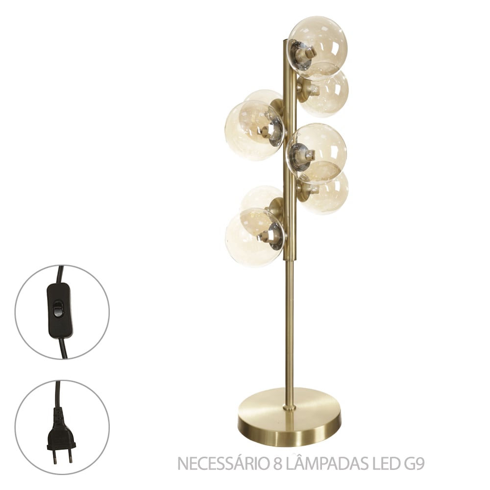 LUMINARIA DECORATIVA METAL BALLS LED G9 BIVOLT (DOURADO) 68X21X21cm