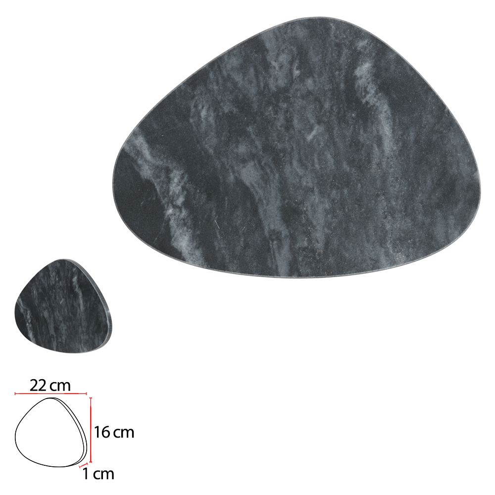 TABUA DE FRIOS MARMORE 1X16X22cm ORGANICO (PRETO)