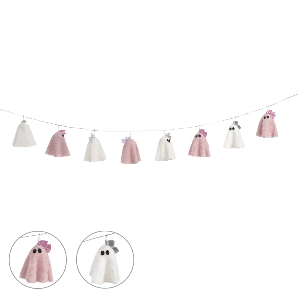 DECORATIVO ENFEITE FANTASMA C/2UND (BRANCO ROSA) 15X10X10cm