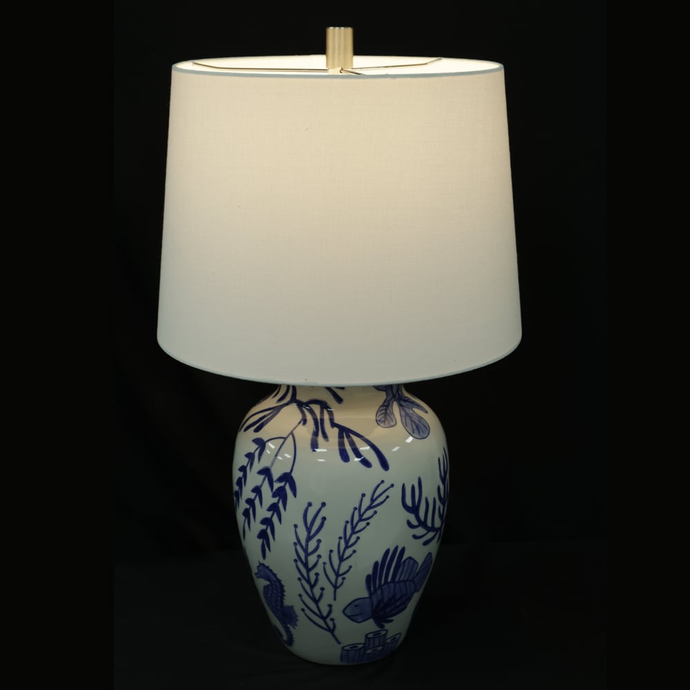 ABAJUR CERAMICA (BRANCO AZUL) 61cm 36d