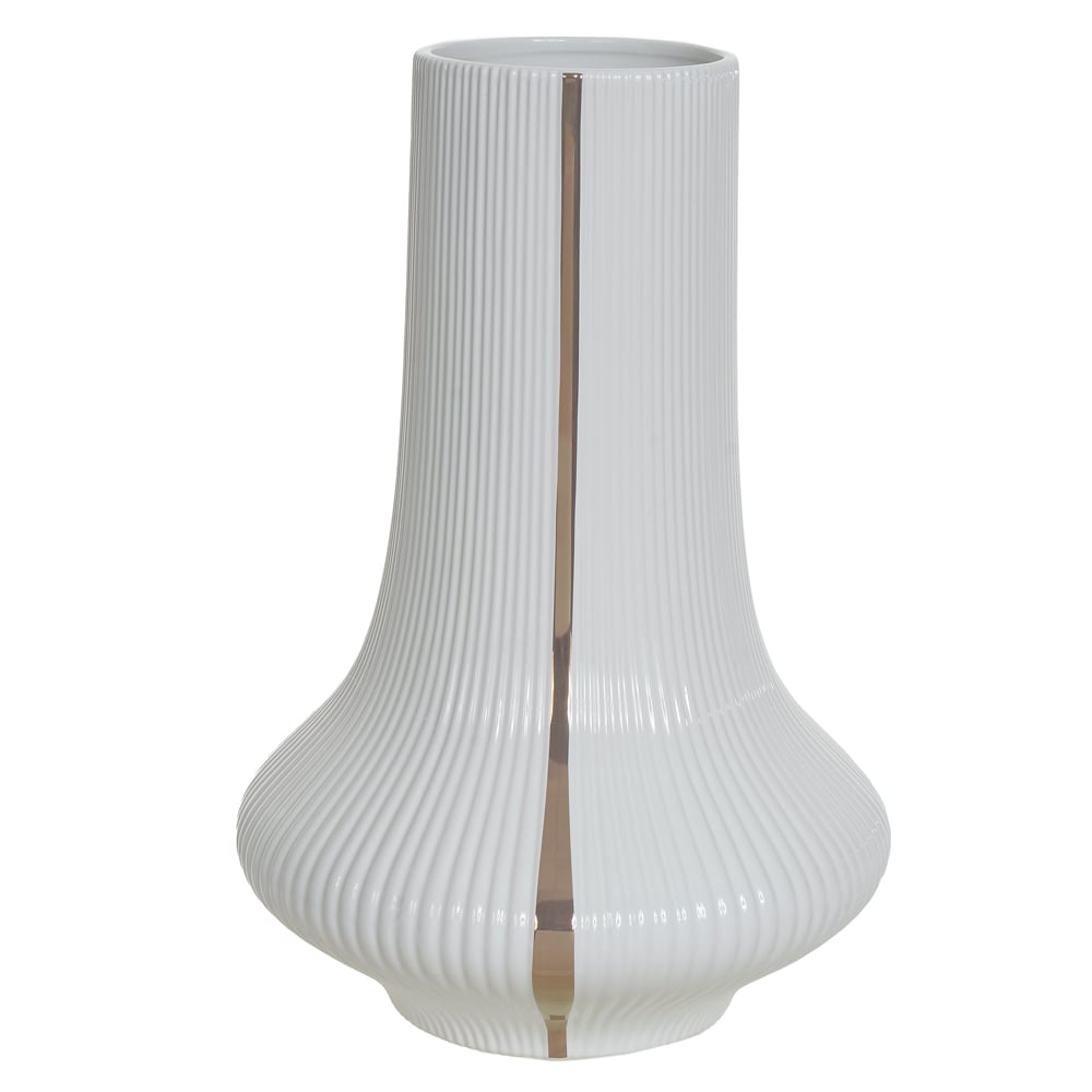 VASO DECORATIVO CERAMICA (BRANCO DOURADO) 38,5cm 27d