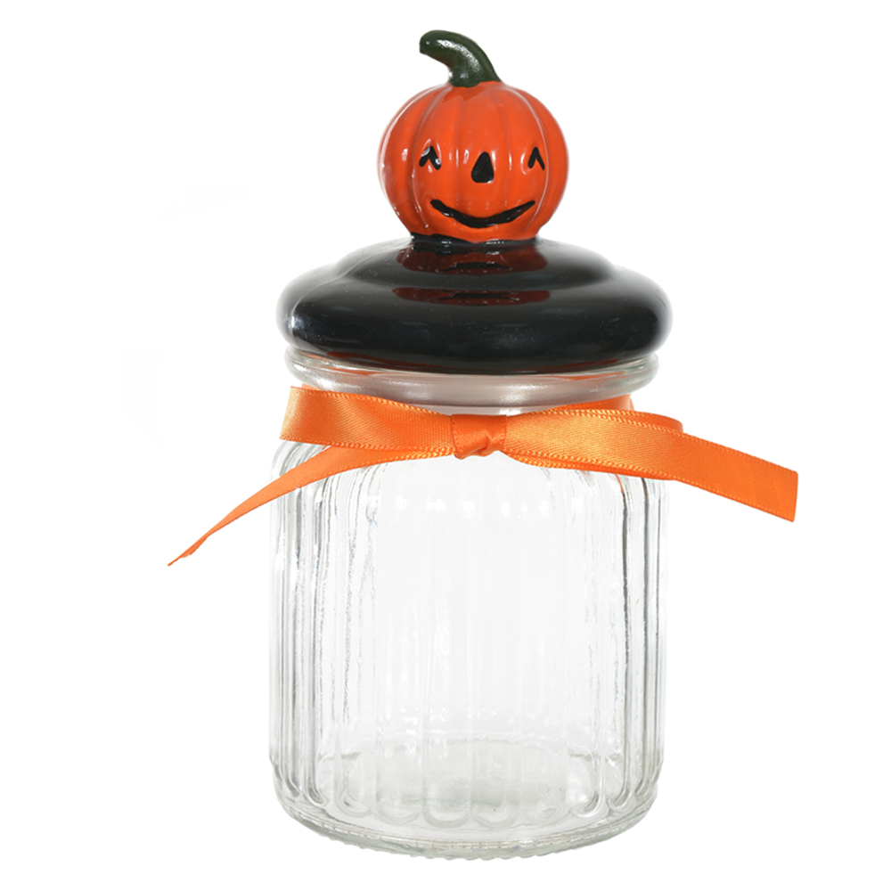 PRESENTEAVEIS POTE COM TAMPA ABOBORA (LARANJA PRETO) 15,3X7,5X7,5cm