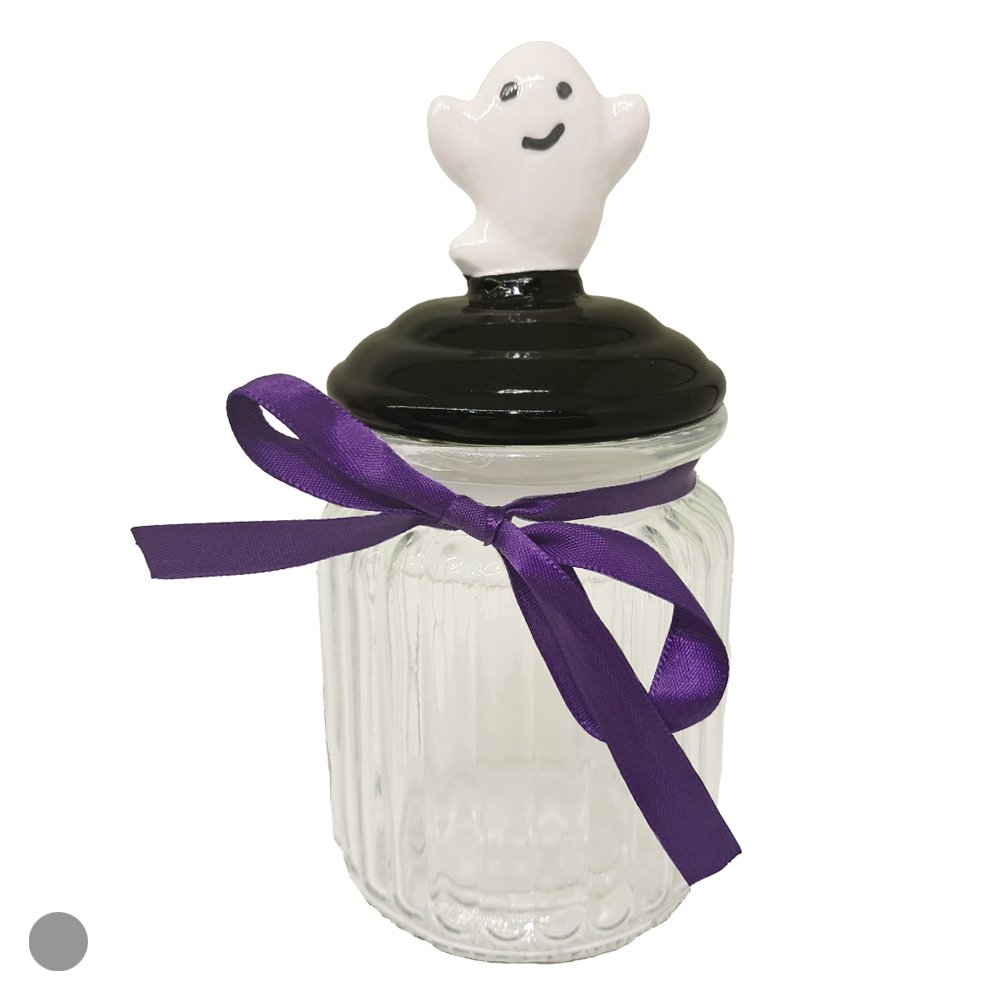 PRESENTEAVEIS POTE COM TAMPA FANTASMA (BRANCO PRETO) 15,4X7,5X7,5cm