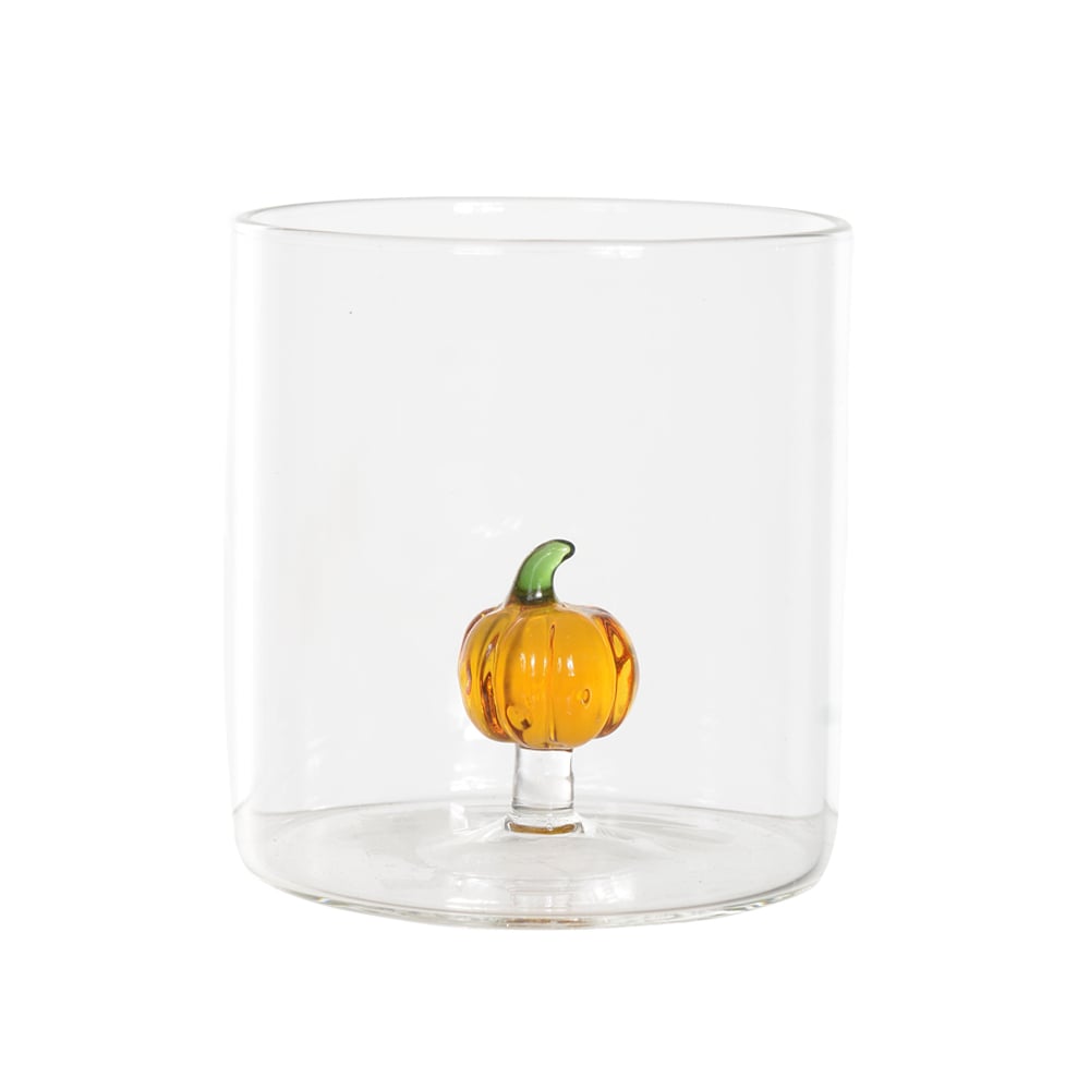 MESA POSTA COPO VIDRO ABOBORA 400ML (TRANSPARENTE LARANJA) 8,5X8X8cm