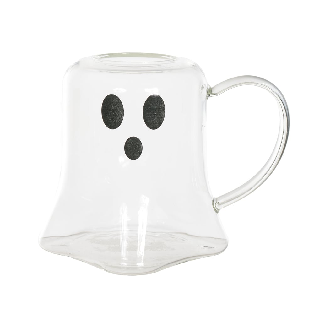 MESA POSTA CANECA VIDRO FANTASMA (TRANSPARENTE PRETO) 11,5X11,5X14cm