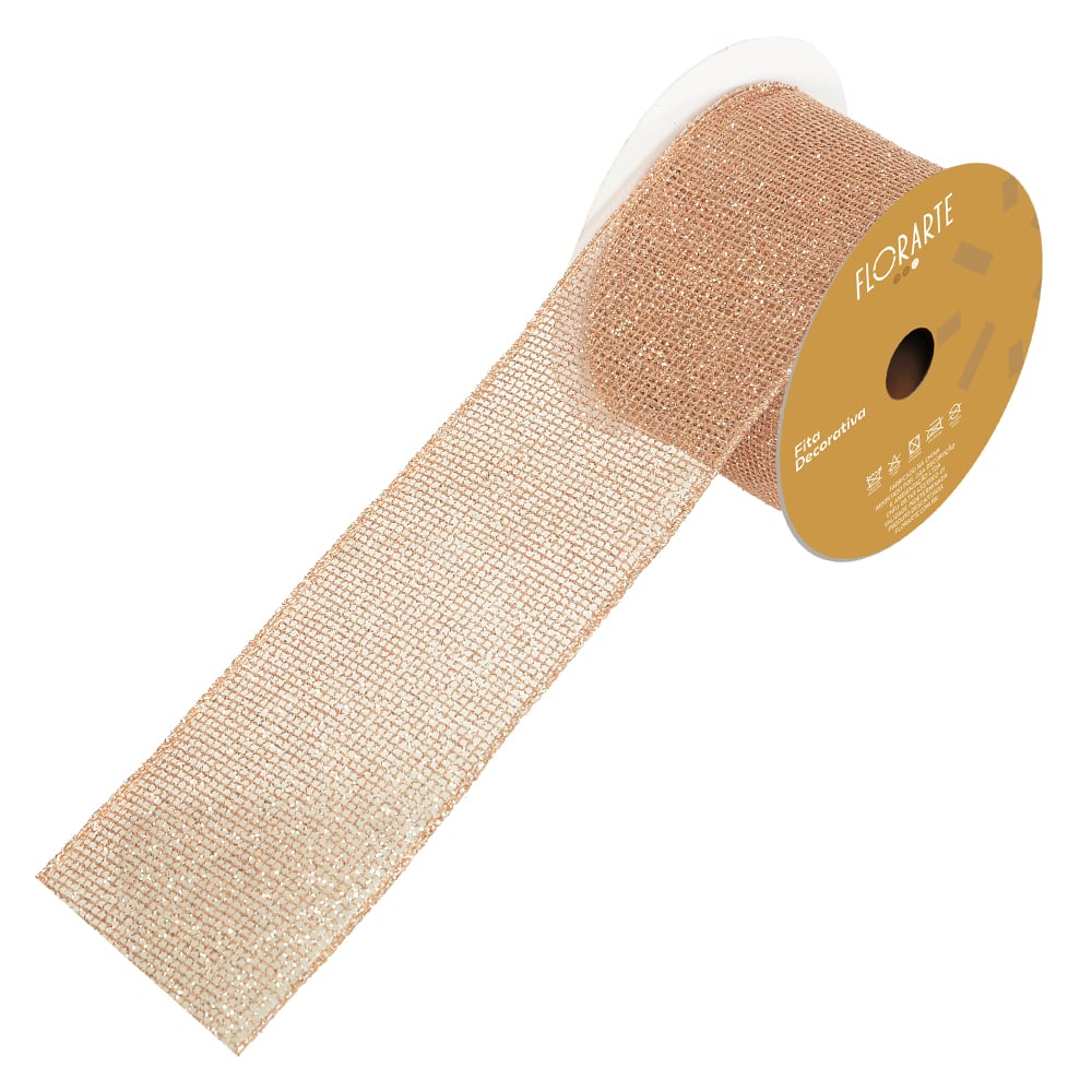 FITA ARAMADA TELA C/GLITTER C/COSTURA (ROSE) 6,3cmX9,14m