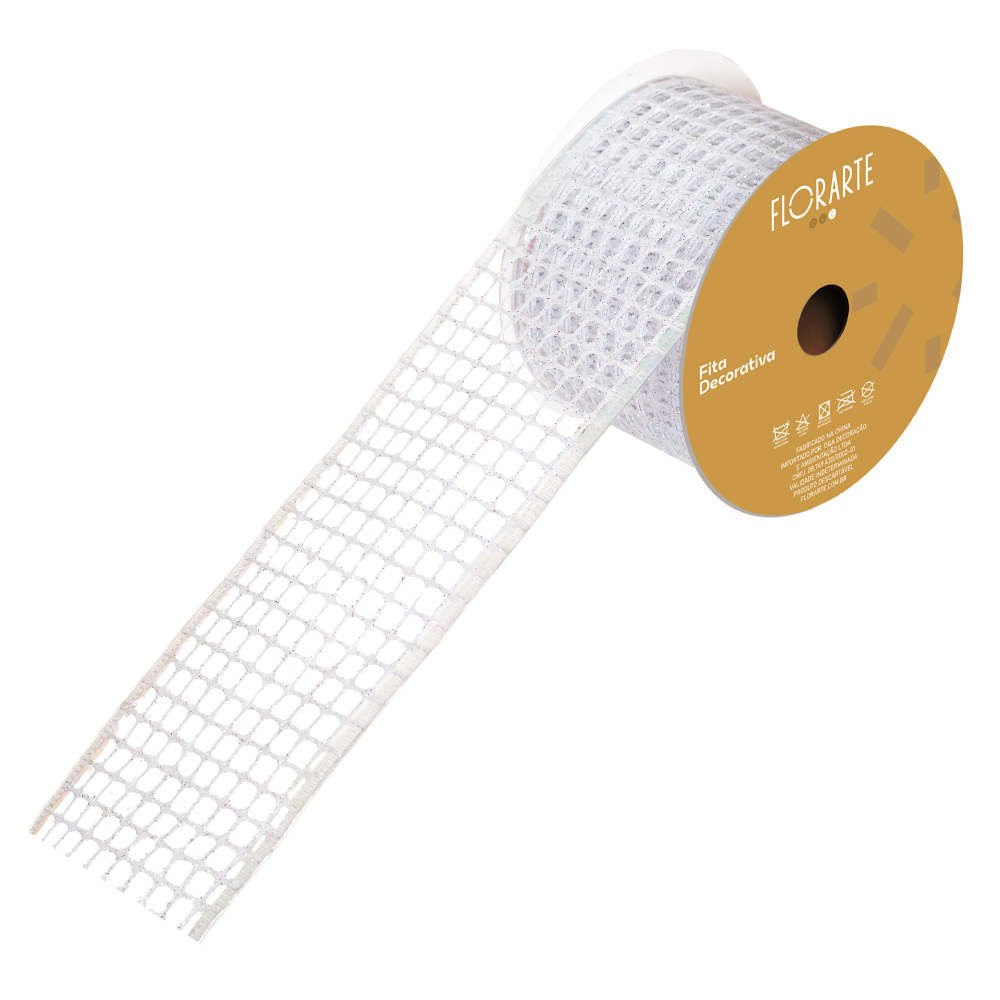 FITA ARAMADA TELA C/ GLITTER (IRIDESCENTE) 6,3cmX9,14m