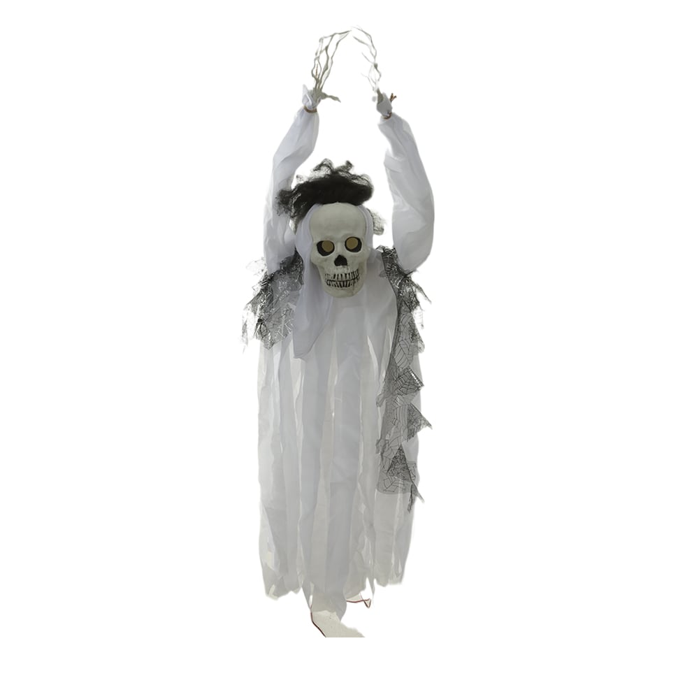 BONECO ANIMATRONIC FANTASMA C/LED E SOM (BRANCO PRETO) 1mX40cm
