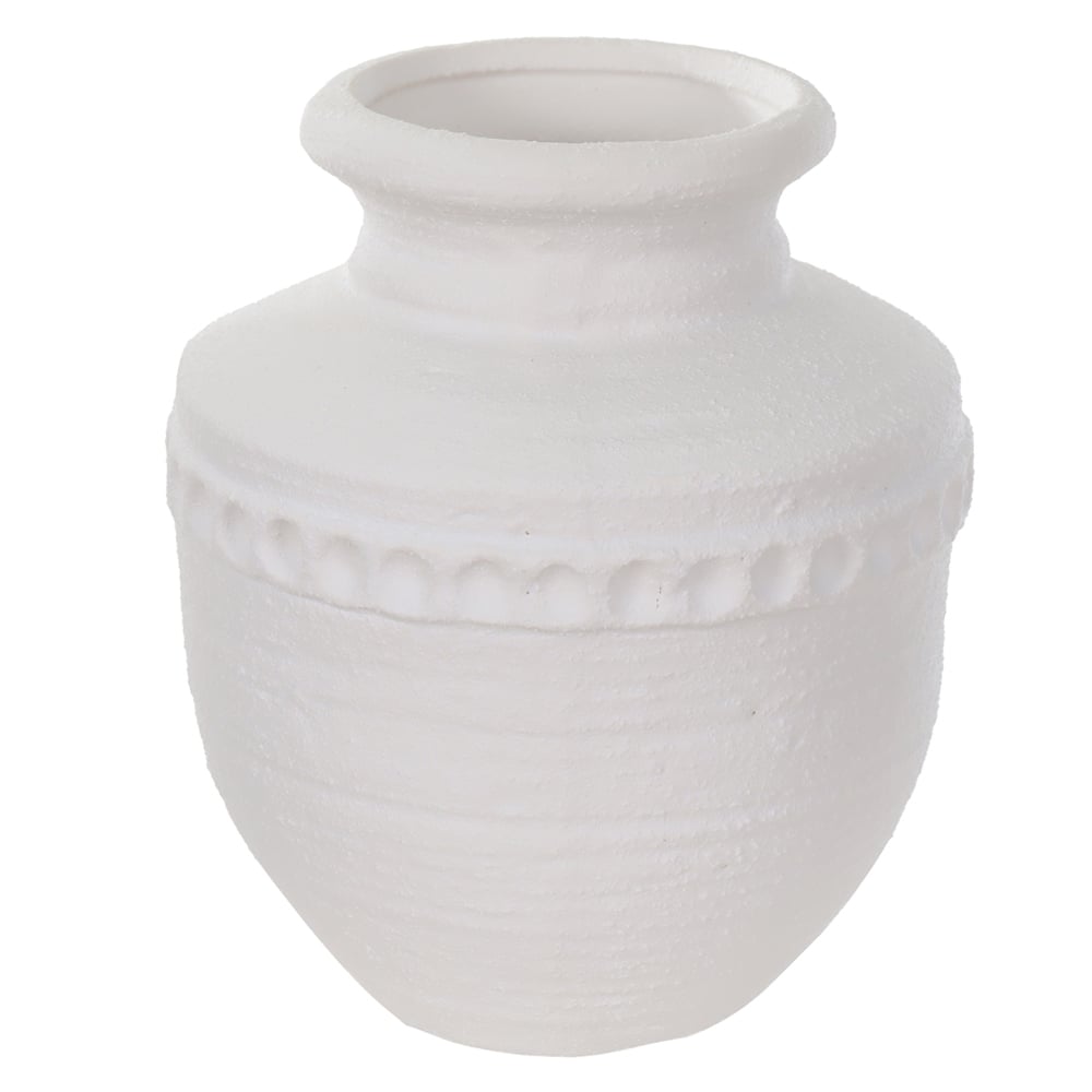 VASO DECORATIVO CERAMICA TEXTURIZADO (BRANCO) 18,5cm 16d