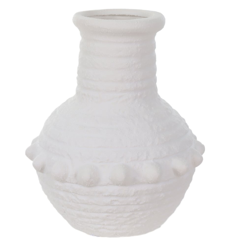 VASO DECORATIVO CERAMICA TEXTURIZADO BALLS (BRANCO) 20,5cm 17,5d