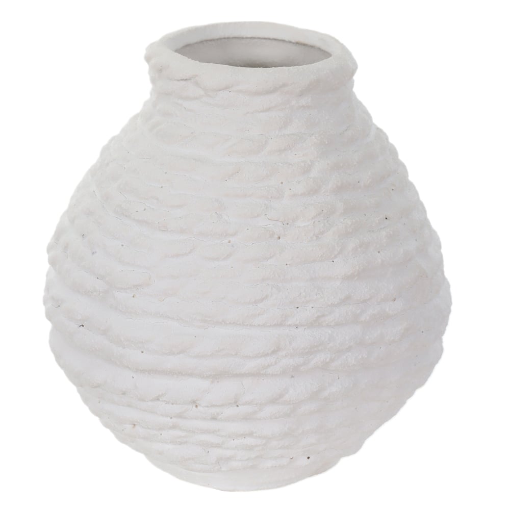 VASO DECORATIVO CERAMICA TEXTURIZADO (BRANCO) 17,5cm 17,5d