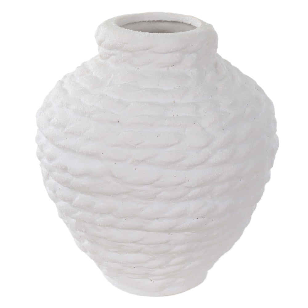 VASO DECORATIVO CERAMICA TEXTURIZADO (BRANCO) 16,5cm 15,2d