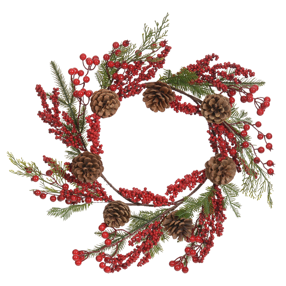 F.GUIRLANDA BERRY NATAL C/PINHA (VERMELHO) 55cm