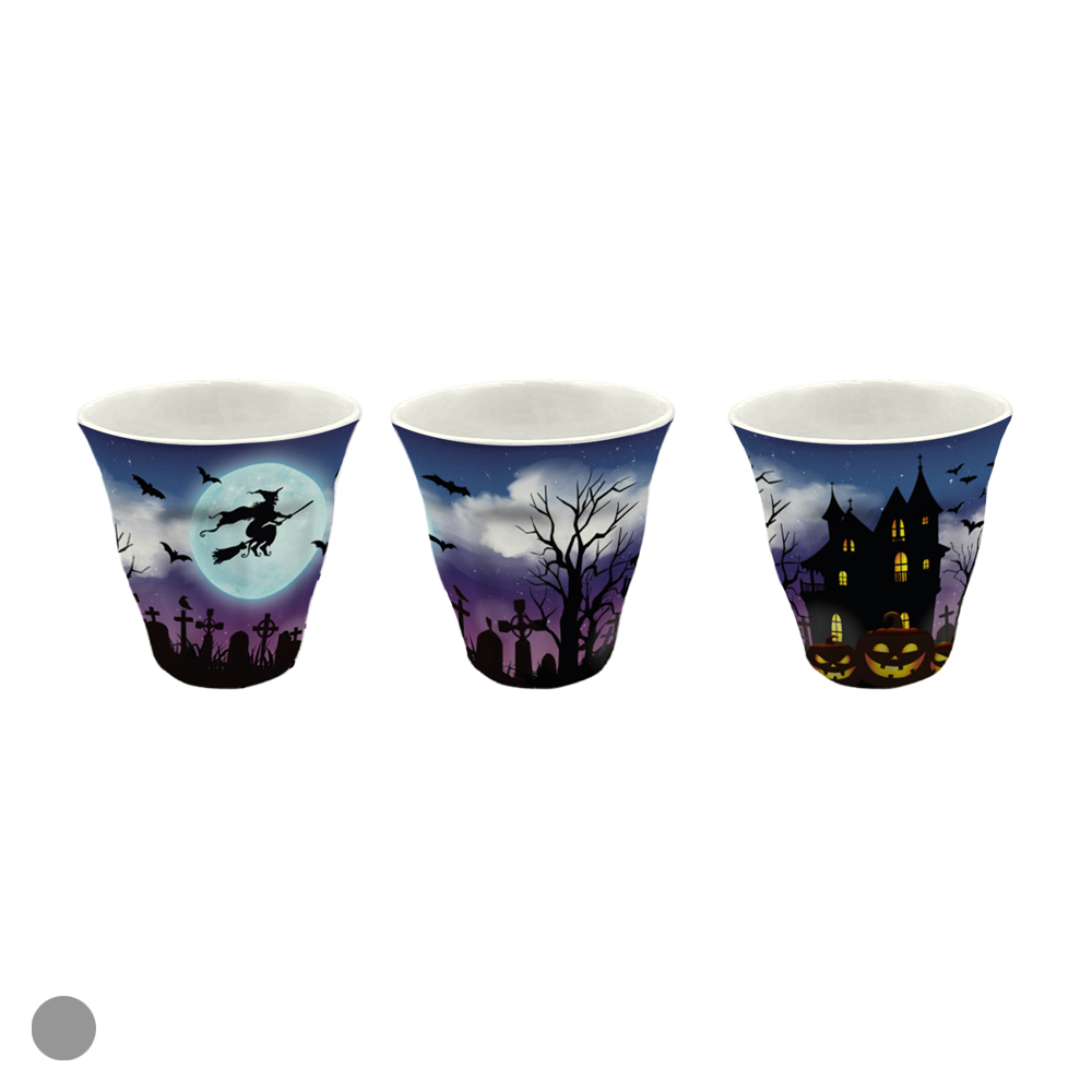 COPO MELAMINA C/TRES ESTAMPAS (COLORIDO) 8,8X8,8X9cm