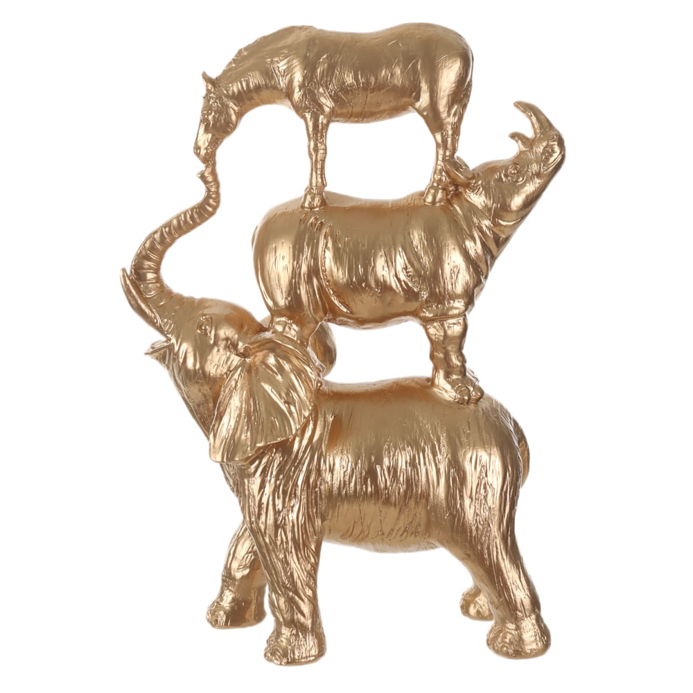 ESCULTURA DECORATIVA POLIRESINA ANIMAIS (DOURADO) 35X25,5X12cm