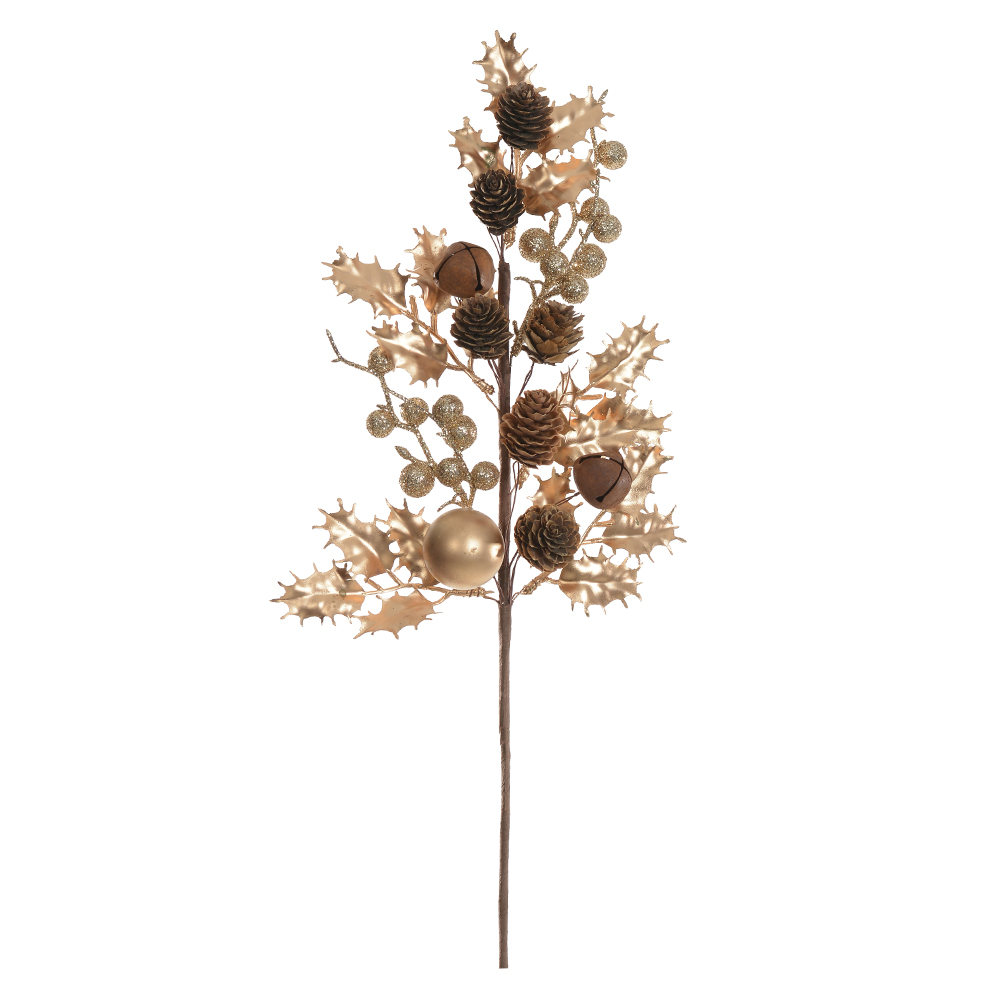 H.AZEVINHO NATAL C/PINHA (DOURADO MATTE) 50cm