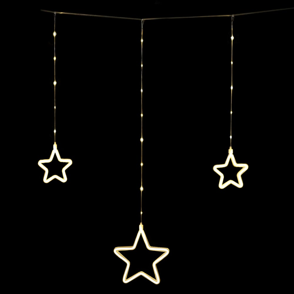 CORTINA 816 LED MEMORIZA FUNCAO 9 ESTRELAS MACHO FEMEA BIVOLT (BRANCO QUENTE) 80