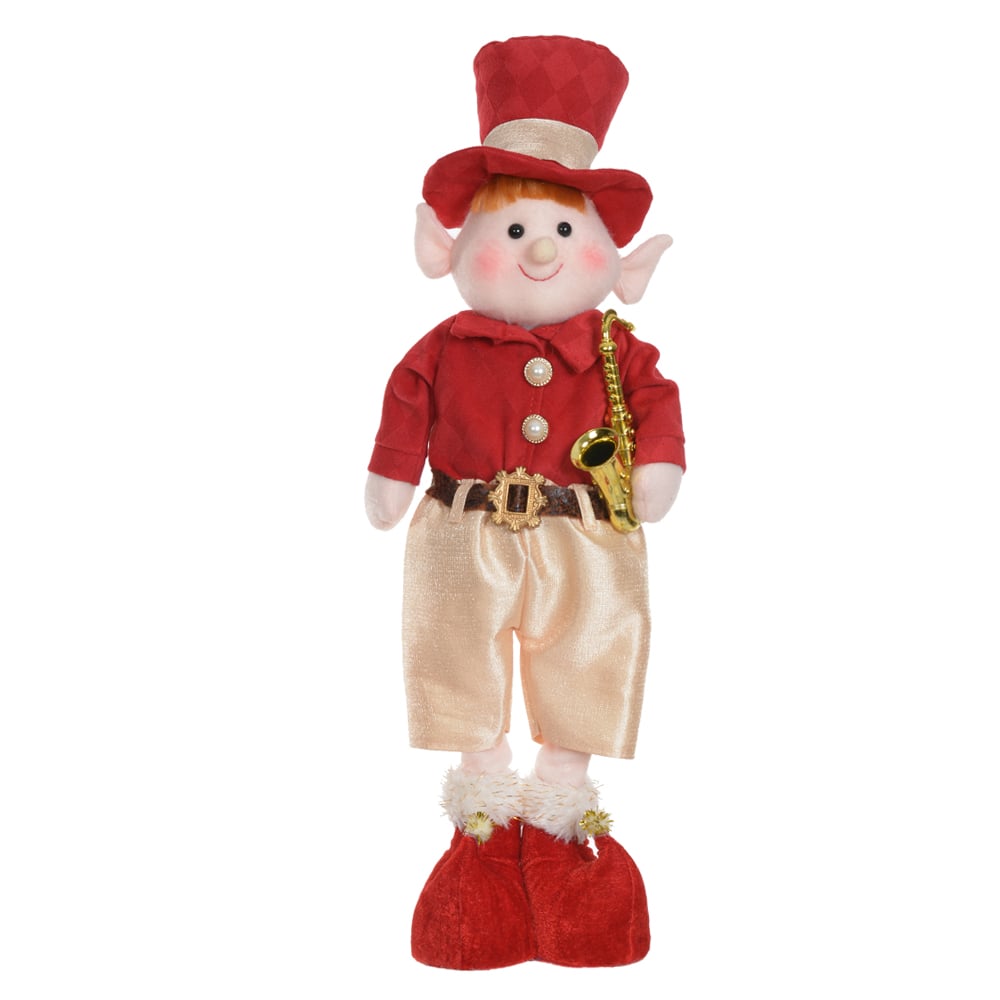 BONECO NATAL ELFO MENINO (VERMELHO DOURADO) 47cm