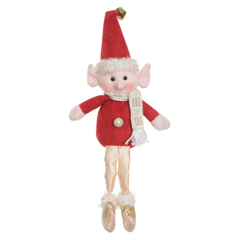 BONECO NATAL ELFO MENINO (VERMELHO DOURADO) 35cm