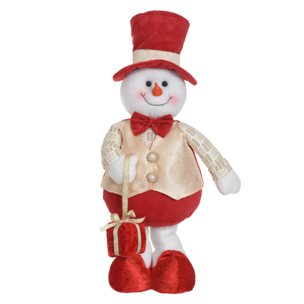 BONECO DE NEVE NATAL (VERMELHO DOURADO) 40cm