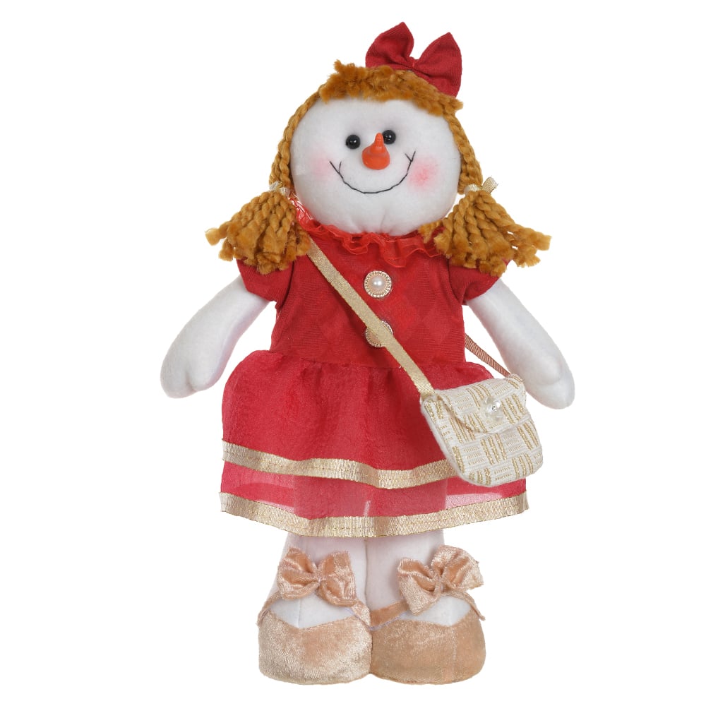 BONECA DE NEVE NATAL (VERMELHO DOURADO) 34cm
