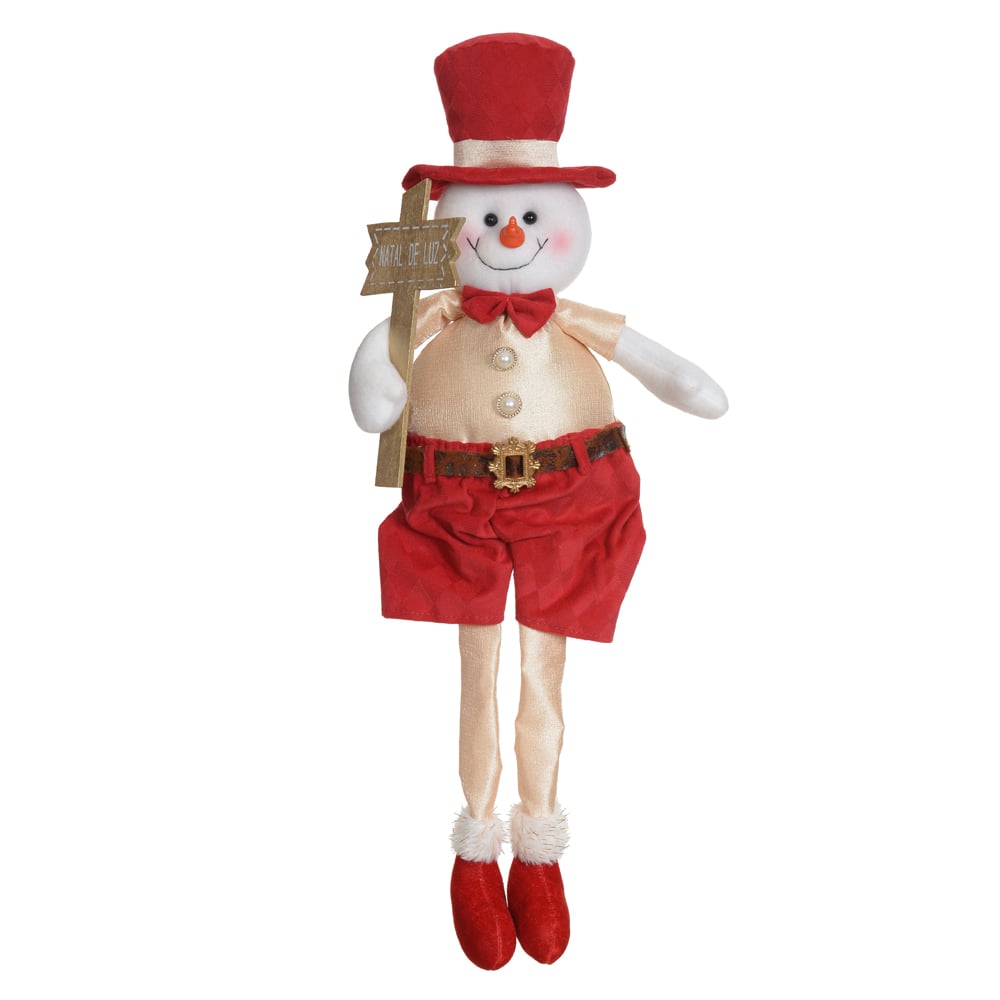 BONECO DE NEVE NATAL (VERMELHO DOURADO) 54cm