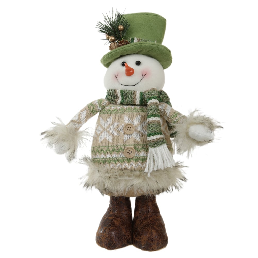 BONECO DE NEVE NATAL (VERDE BEGE) 38cm