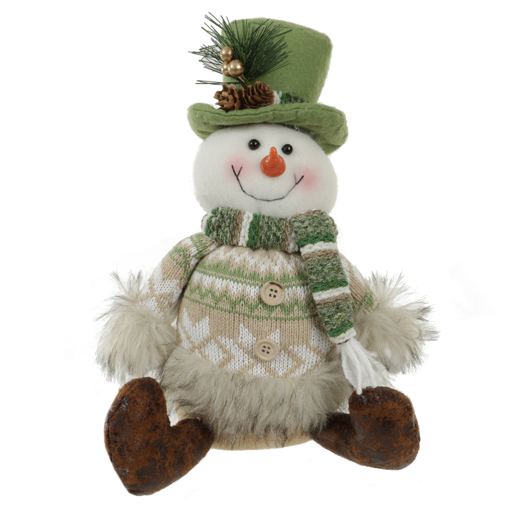 BONECO DE NEVE NATAL (VERDE BEGE) 25cm