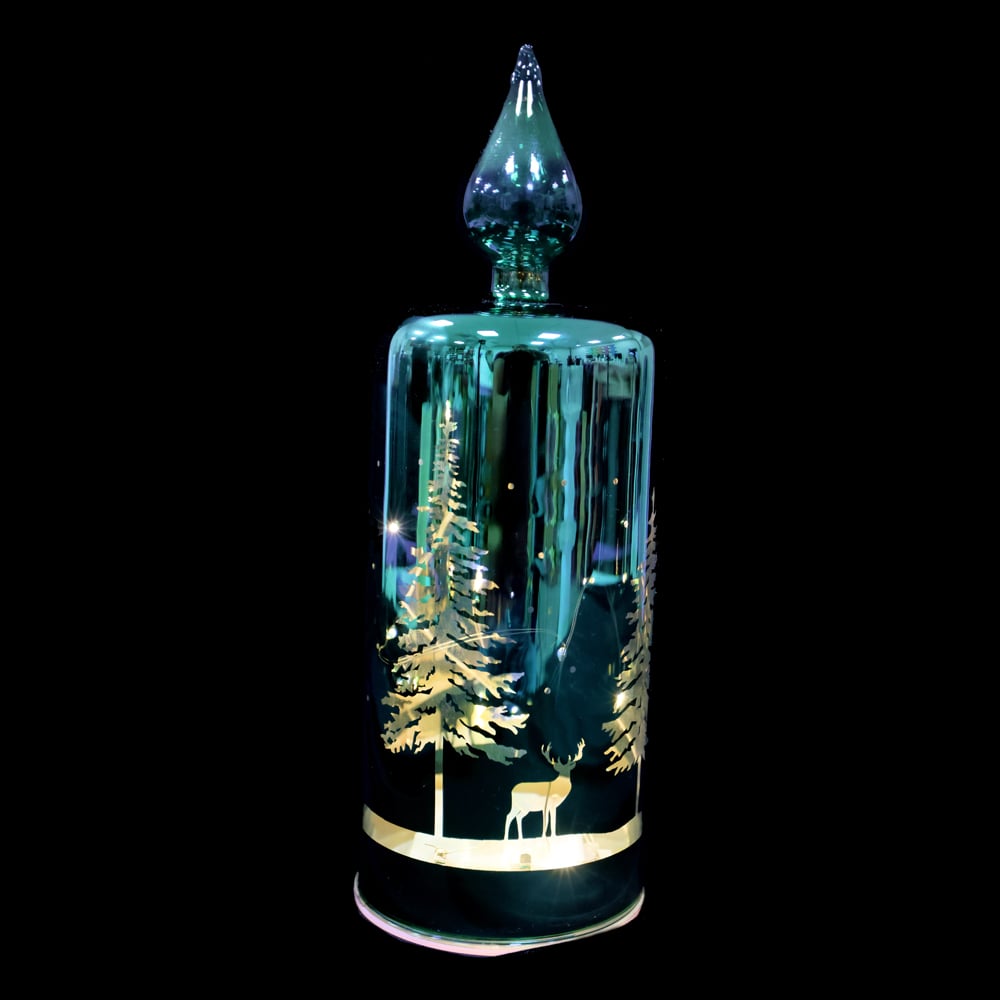VELA  NATAL DECORATIVA C/LED 20X8cm (VERDE)