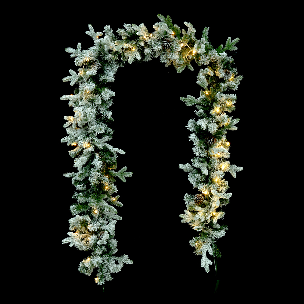 FESTAO NATAL NEVADO ARAMADO 70 LEDS C/420 TIPS E PINHA (VERDE) 2,7m