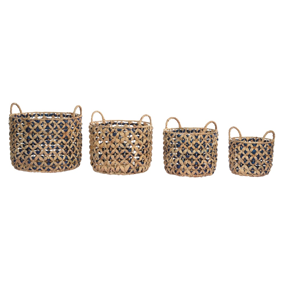 KIT CESTOS RATTAN C/4 (BEGE AZUL) 28cm 34d