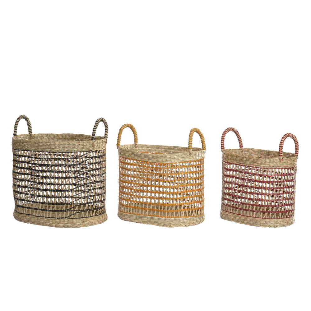 KIT CESTOS RATTAN C/3 (COLORIDO) 33cm 43d