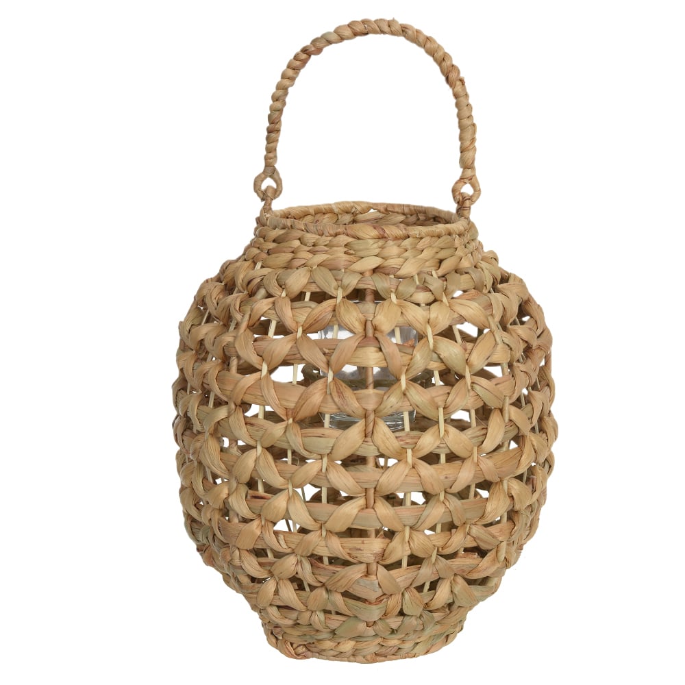 LANTERNA DECOR RATTAN C/ COPO DE VIDRO (NATURAL) 40cm 25d