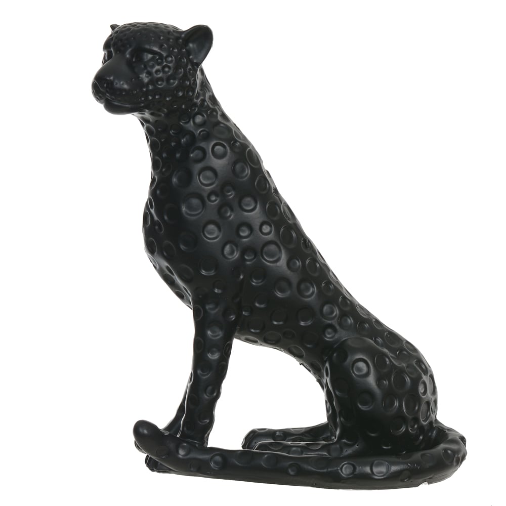 ESCULTURA DECORATIVA POLIRESINA LEOPARDO (PRETO) 16,8X14,4X7,4cm