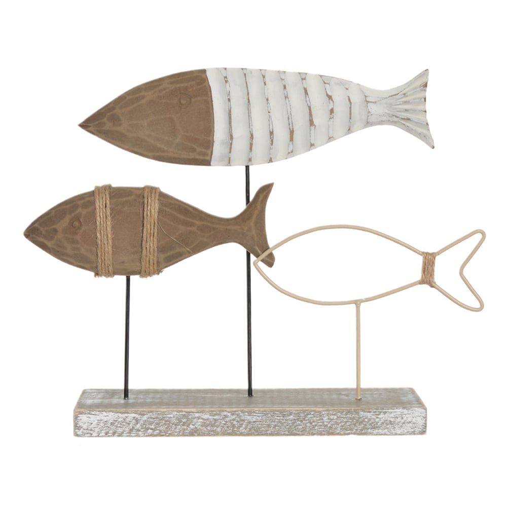 ESCULTURA DECORATIVA MDF PEIXES (BRANCO NATURAL) 24X30,7X8,1cm