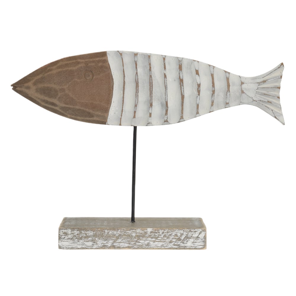 ESCULTURA DECORATIVA MDF PEIXE (BRANCO NATURAL) 16X22,2X6,2cm
