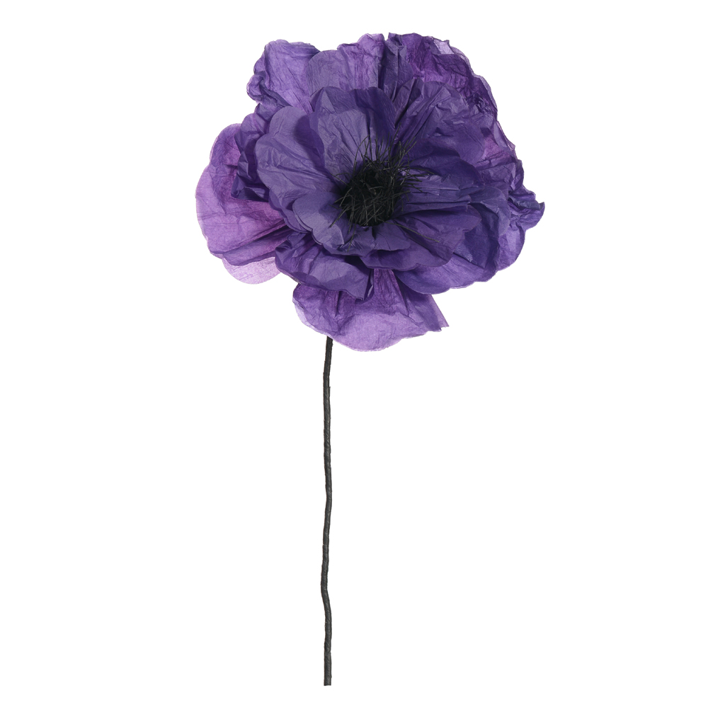 FLOR PEONIA C/PAPEL SUPORTE (ROXO PRETO) 1mX37cm